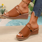 Damen Wedge-Pantoletten mit verstellbarem Riemen und ergonomischem Fußbett