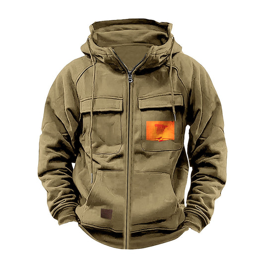 Herren multifunktionale Kapuzenjacke mit praktischen Taschen R&B