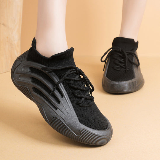 Damen Sportliche Sneakers mit atmungsaktiver Strick-Oberfläche und flexibler Sohle R&B