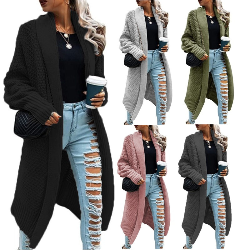 Damen Strickmantel im urbanen Look mit offenem Schnitt und strukturierter Textur