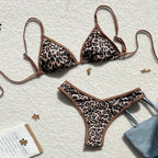 Damen Triangel-Bikini mit aufregendem Leopardenmuster und verstellbaren Trägern R&B