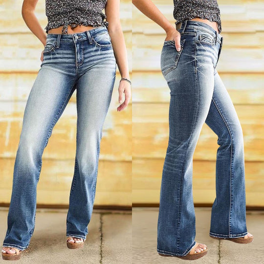 Damen Slim Fit Jeans mit hohem Bund R&B