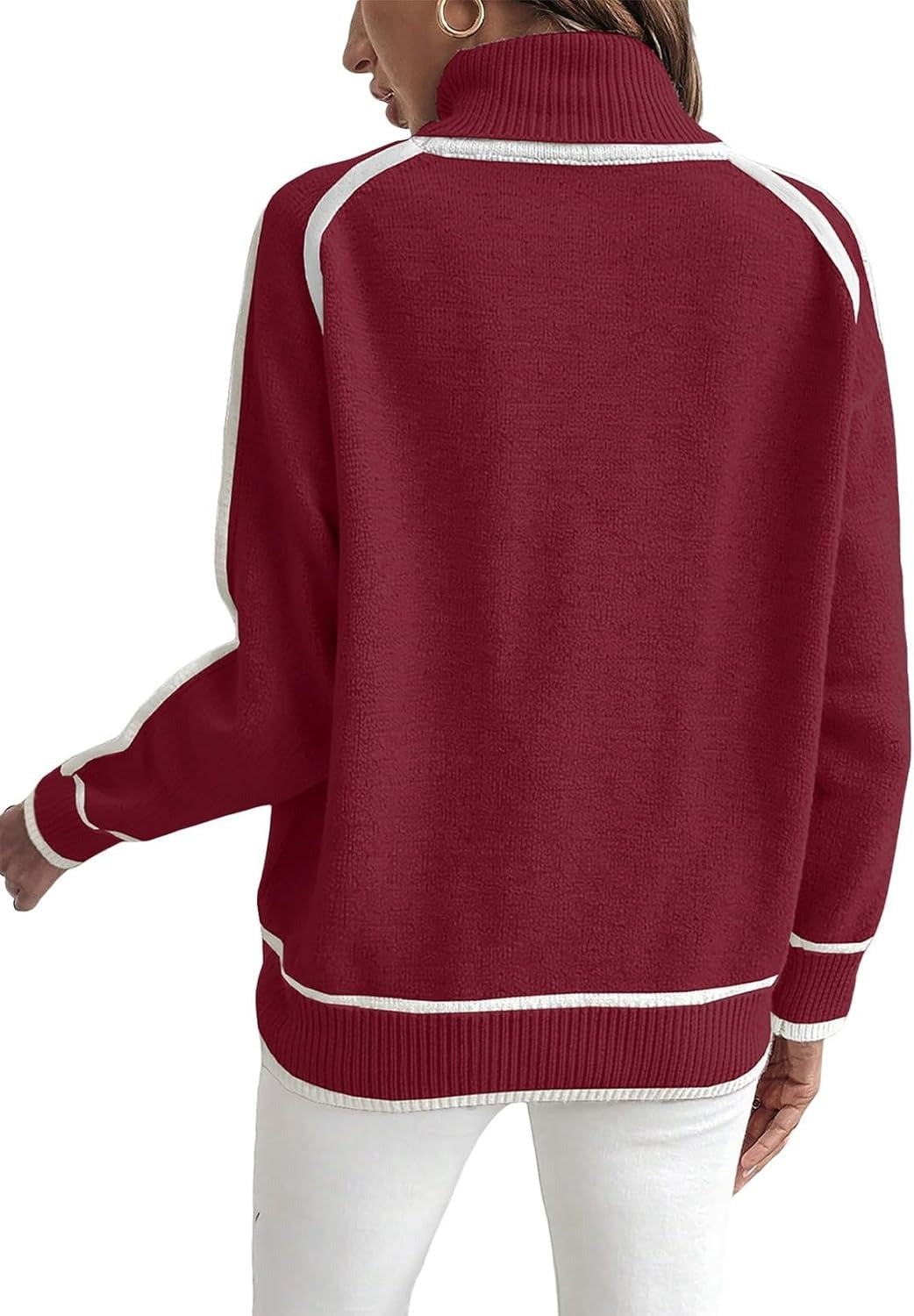 Damen Übergroße Strickpullover mit Stehkragen R&B
