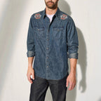 Herren Jeanshemden mit attraktivem Stickdesign
