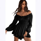 Damen Voluminöses Off-Shoulder Kleid mit voluminösen Ärmeln