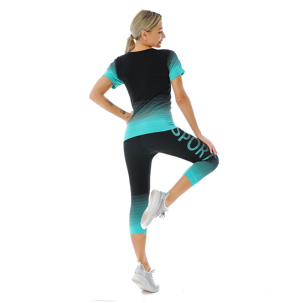 Damen Sportliches Fitness-Set mit grafischem Design und hoher Atmungsaktivität R&B