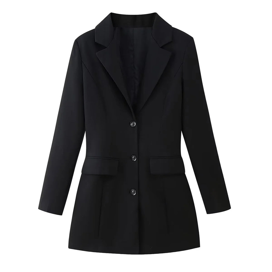 Damen elegante Blazerjacke mit tailliertem Schnitt und praktischen Taschen R&B