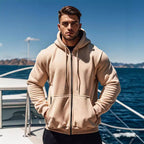 Herren gemütlicher Kapuzenpullover mit Reißverschluss und Taschen R&B