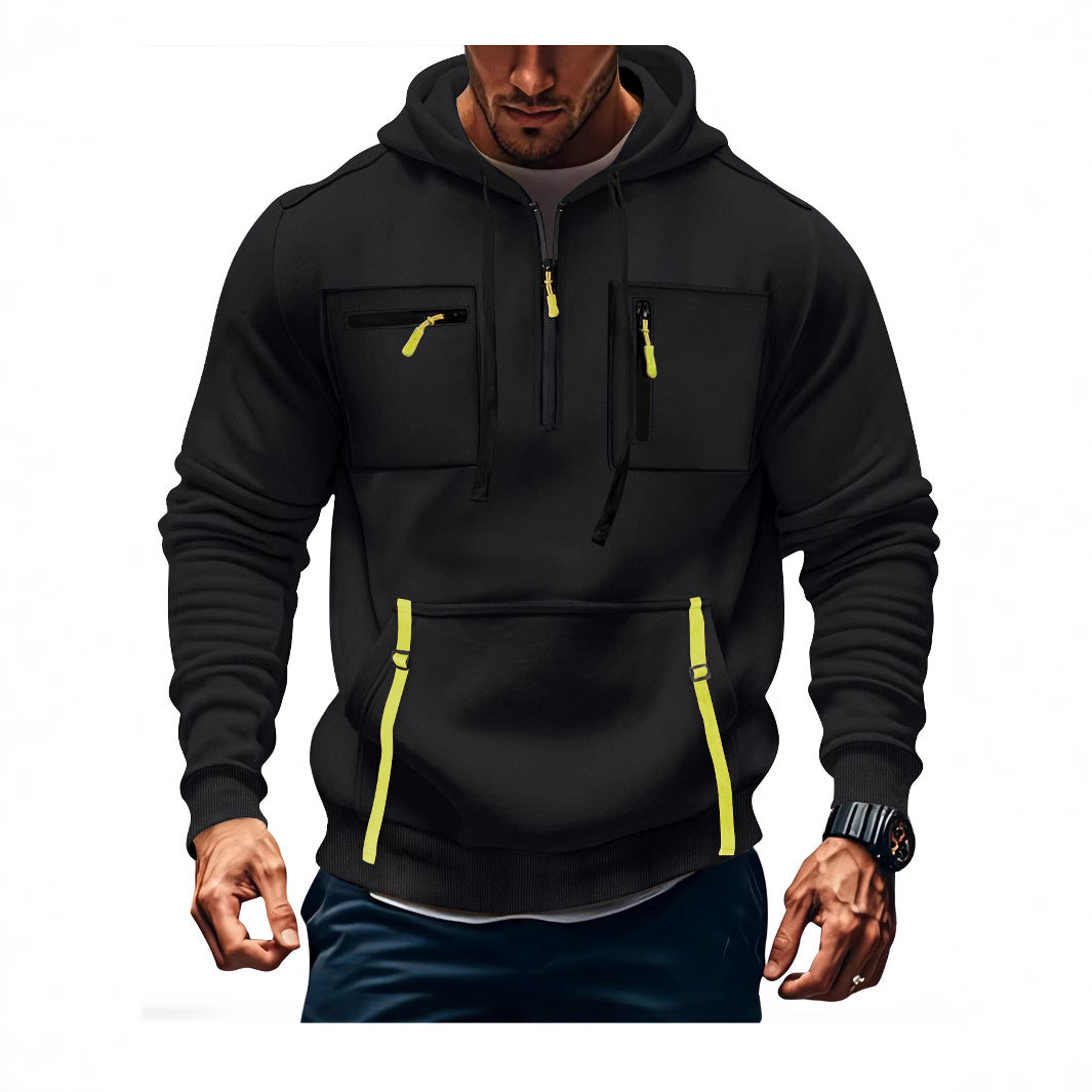 Herren modischer Kapuzenpullover mit funktionalen Reißverschlusstaschen R&B