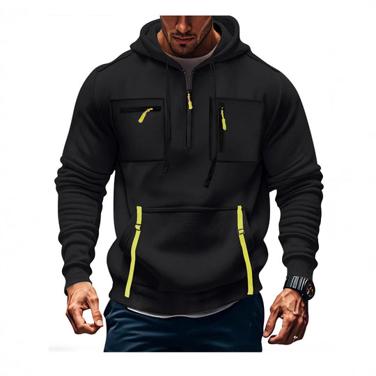 Herren modischer Kapuzenpullover mit funktionalen Reißverschlusstaschen R&B