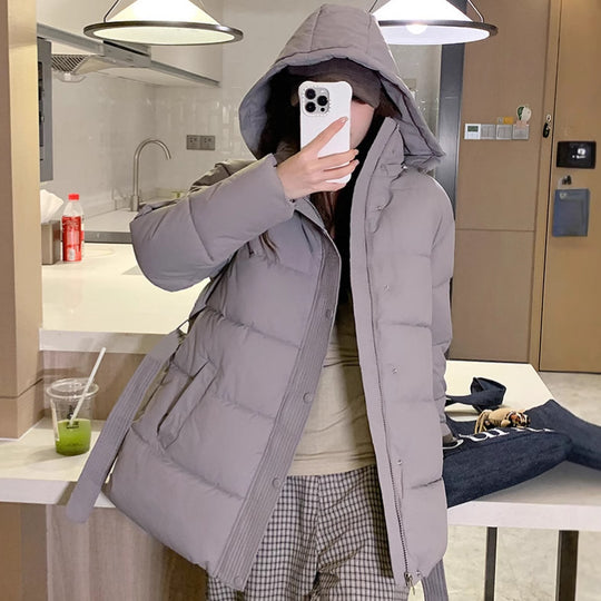 Damen klassische Pufferjacke mit hohem Kragen und praktischen Taschen R&B