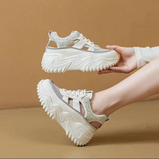 Damen Sportliche Plateau-Sneaker mit atmungsaktivem Mesh und rutschfester Sohle R&B