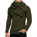 Herren Strickpullover mit elegantem Zopfmuster und modischem Schal R&B