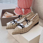 Damen Ballerinas mit eleganter Punktstruktur und dekorativem Schleifenakzent R&B
