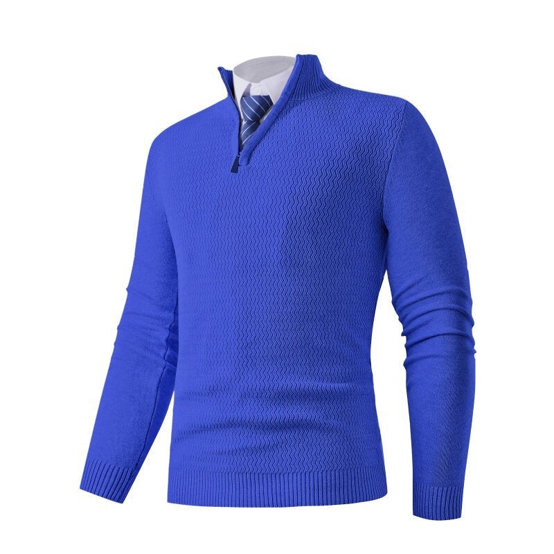 Herren Strickpullover mit modernem Stehkragen und strukturiertem Design R&B