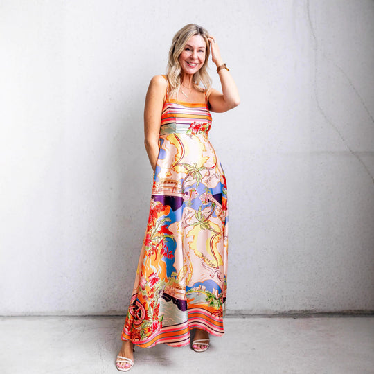 Damen Maxi-Kleid mit aufregendem Grafikdruck und verspieltem Design R&B