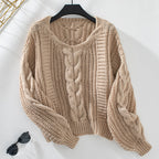 Damen Grobstrickpullover mit oversized Schnitt und Zopfmuster