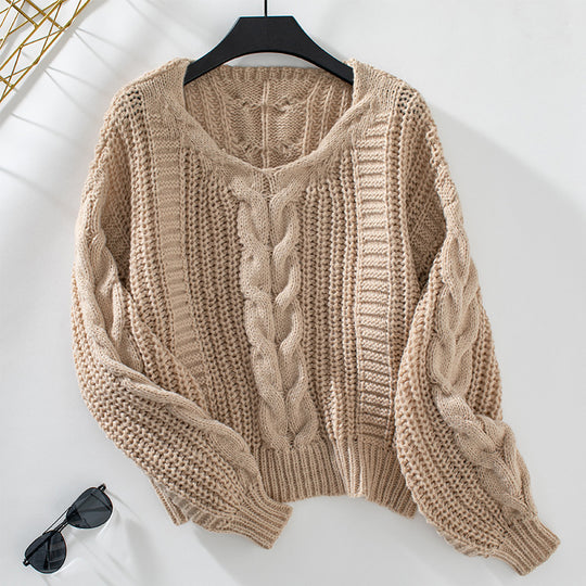 Damen Grobstrickpullover mit oversized Schnitt und Zopfmuster R&B