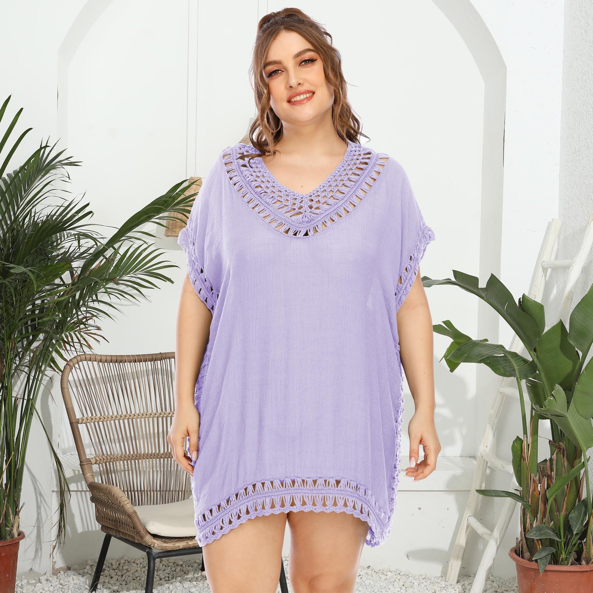 Damen eleganter häkeln Strandüberwurf R&B