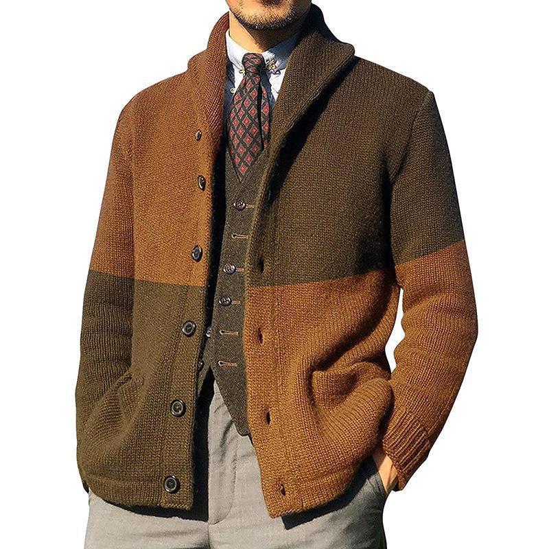 Herren Elegante Strickjacke mit hochgeschlossenem Kragen und Knopfdetails R&B
