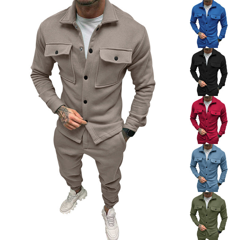 Herren sportliches Freizeit-Set mit modernem Kragen und praktischen Taschen R&B