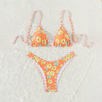 Damen Triangel-Bikini mit floralem Druck und verstellbaren Trägern R&B