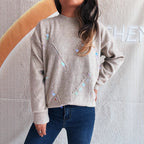 Damen Pullover mit modischen Perl- und Strassdetails R&B