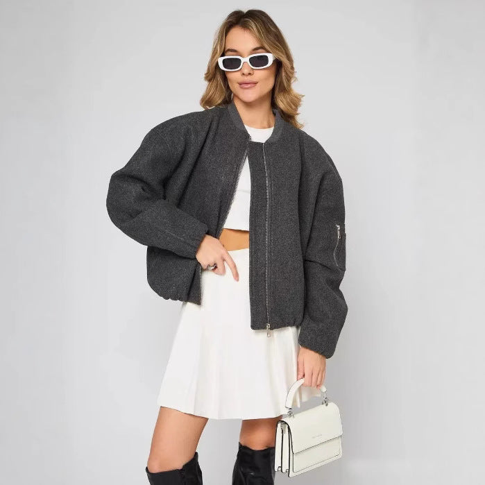 Damen modische Puffjacke mit praktischen Reißverschlusstaschen und elastischen Bündchen R&B