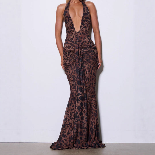 Damen Elegantes Glamour-Kleid mit tiefem V-Ausschnitt und Raffung R&B