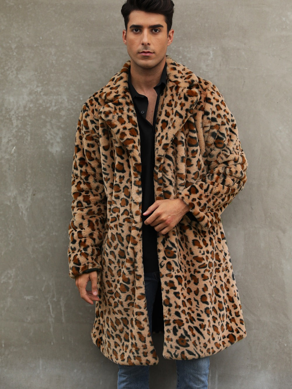 Herren Modischer Leopardenfell-Mantel R&B