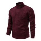 Herren nan Feinstrick-Rollkragenpullover mit strukturierter Zopfmuster-Struktur und körpernahem Schnitt R&B
