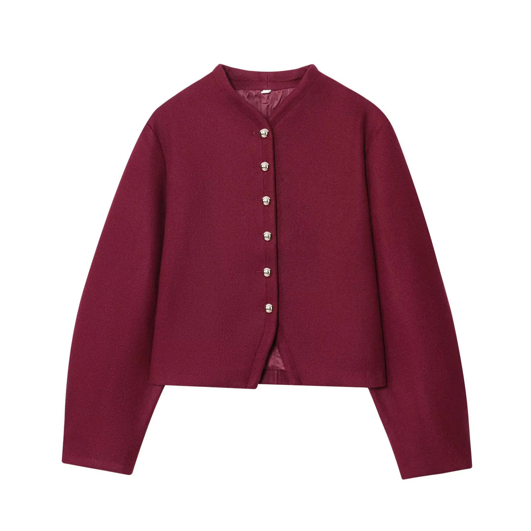 Damen elegante kurz geschnittene Jacke mit dekorativen Knopfdetails R&B