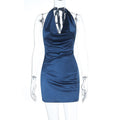 Damen figurbetontes Satin-Minikleid mit sexy Halterdesign R&B