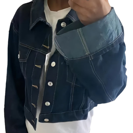 Damen cropped Denimjacke mit strukturiertem Schnitt R&B
