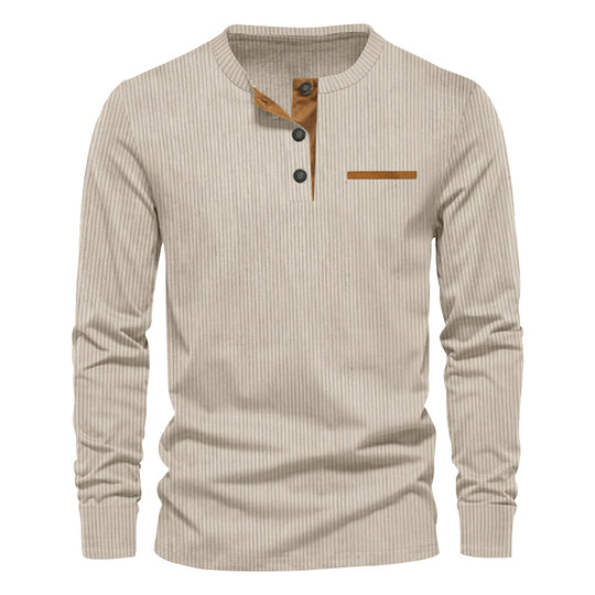 Herren strukturiertes Langarmshirt mit modischem Henley-Kragen R&B