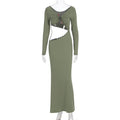 Damen atemberaubendes Wickelmaxikleid mit figurbetontem Schnitt und strategischen Cut-Outs R&B