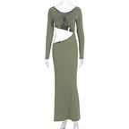 Damen atemberaubendes Wickelmaxikleid mit figurbetontem Schnitt und strategischen Cut-Outs R&B