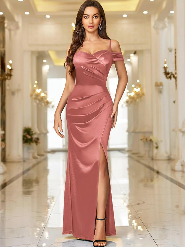 Damen Elegantes Maxikleid mit asymmetrischem Schnitt und Seitenschlitz R&B