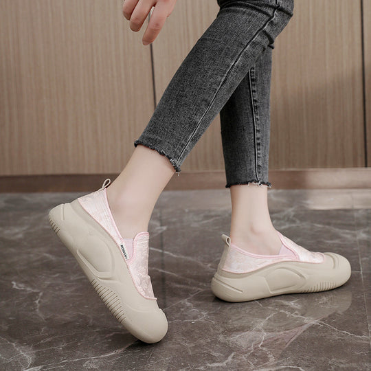 Damen Slip-On Sneakers mit floralem Design und rutschfester Sohle R&B