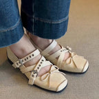 Damen Ballerina-Schuhe mit raffinierten Schnallen und elegantem Schleifendesign
