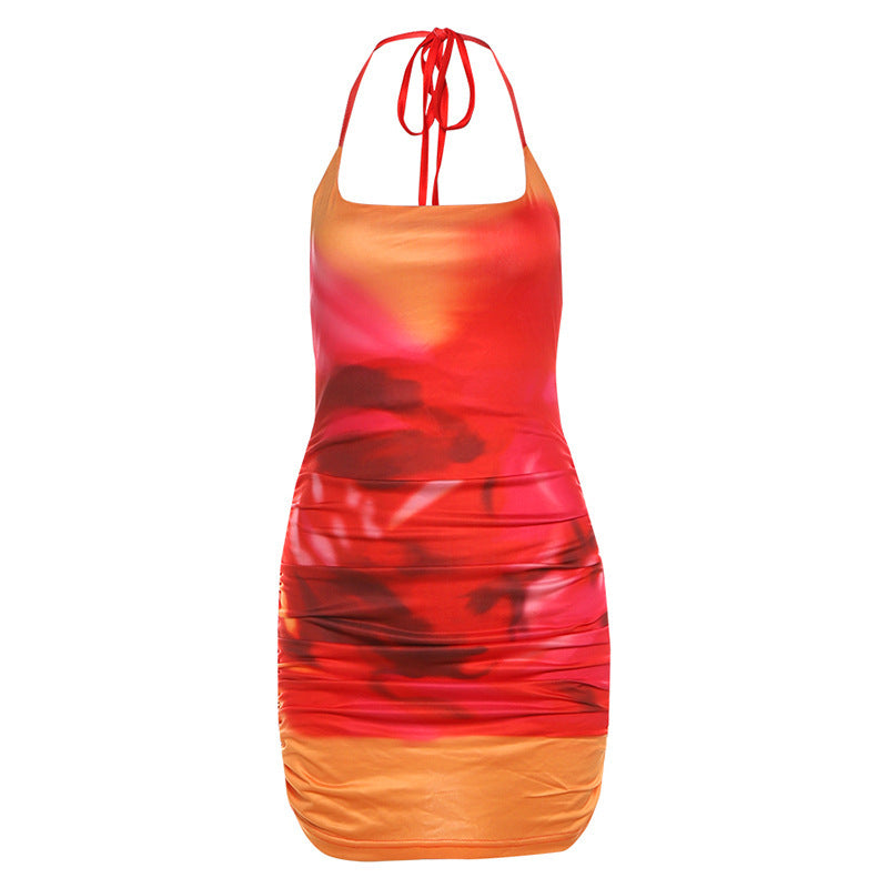 Damen Sommerkleid mit raffinierten Rüschendetails und Halterneck R&B