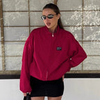 Damen Sportliche Oversized-Jacke mit hohem Kragen und Reißverschluss R&B