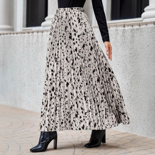 Damen Maxi-Faltenrock mit modischem Muster R&B