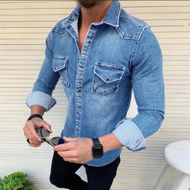 Herren Denim Hemd mit modernem Schnitt und praktischen Brusttaschen R&B