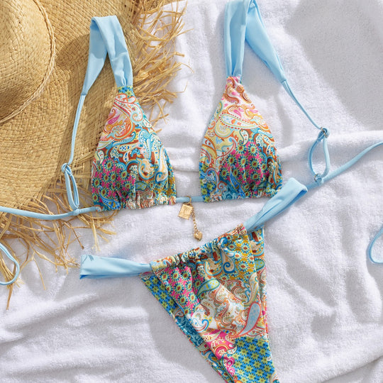 Damen Triangel-Bikini mit verspieltem Paisleymuster R&B