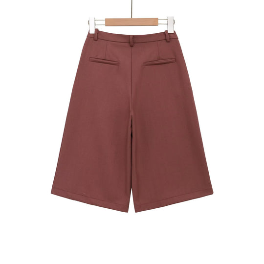 Damen weite Hochbund-Shorts mit eleganter Faltenlegung R&B
