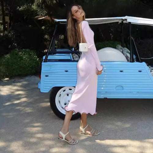 Damen Elegantes Sommerkleid mit raffinierten Ausschnitten und Wellenmuster R&B