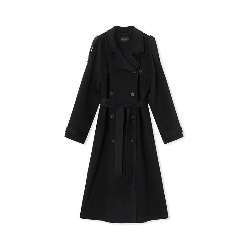 Damen eleganter und stylischer Trenchcoat mit taillierbarem Gürtel R&B