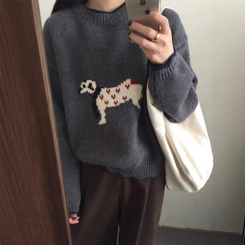Damen kuscheliger Pullover mit Tiermotiv R&B