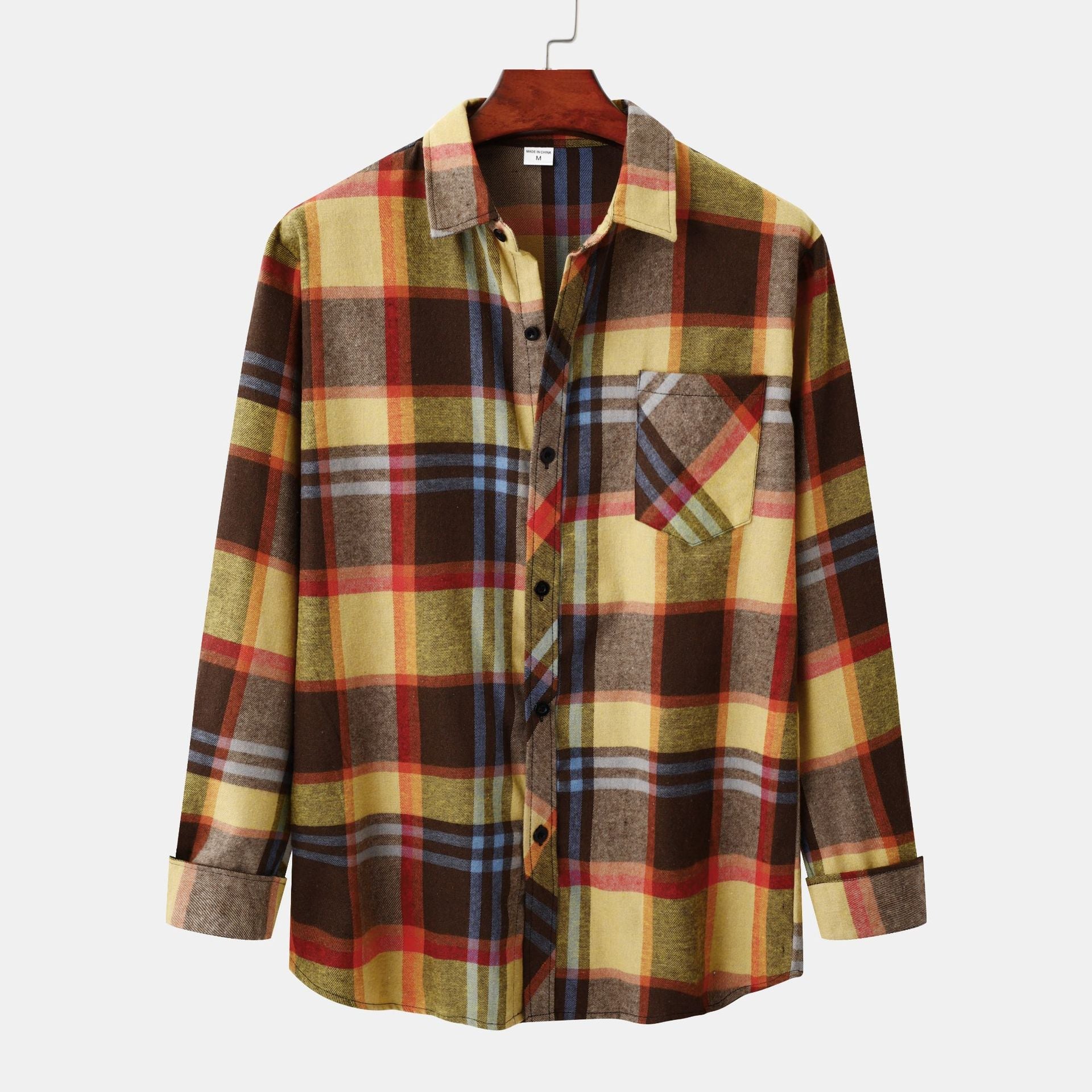 Herren Flanellhemd mit kariertem Muster und praktischen Taschen